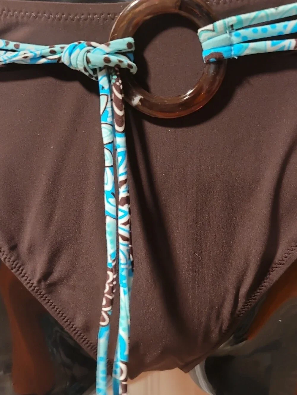 Fantasie Blue White Brown Tropical Leaf Tankini Top